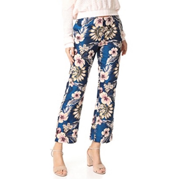philosophy di Lorenzo‎ Serafini Blue Floral Wide Leg Ankle Pant Size 8 - Picture 1 of 13